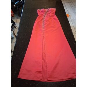 Cache Strapless Pink Rhinestone Evening Gown Formal Prom Dress Size 4